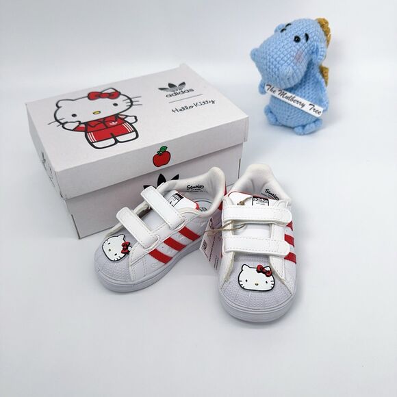 Adidas x hello Kitty Superstar CF1 GV8863 White Red 5K 20 4K Toddler Sneaker - Picture 1 of 13